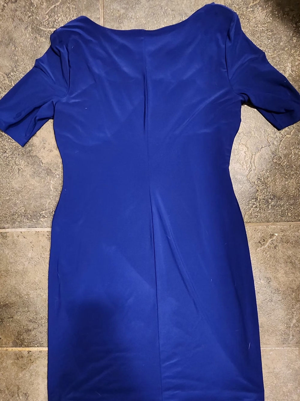 Anne Klein Cobalt Blue Draped V-Neck Midi Dress - Picture 2 of 4